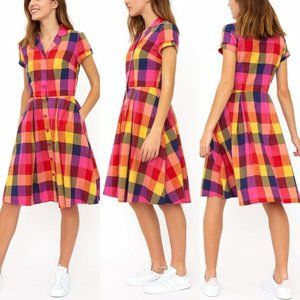 Emily & Fin x ModCloth Kate Rainbow Plaid Dress Size XXS